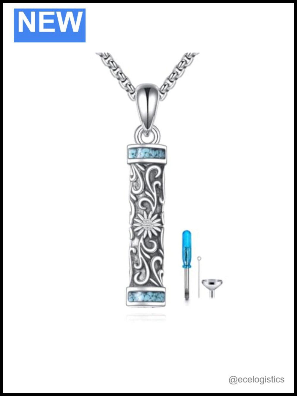 Urn Necklace for Ashes Sterling Silver Cylinder Memorial Pendant Keepsake